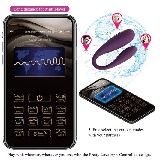 PRETTY LOVE - AUGUST DOUBLE PLEASURE VIBRATORE DI COPPIA CON APP LONG DISTANCE