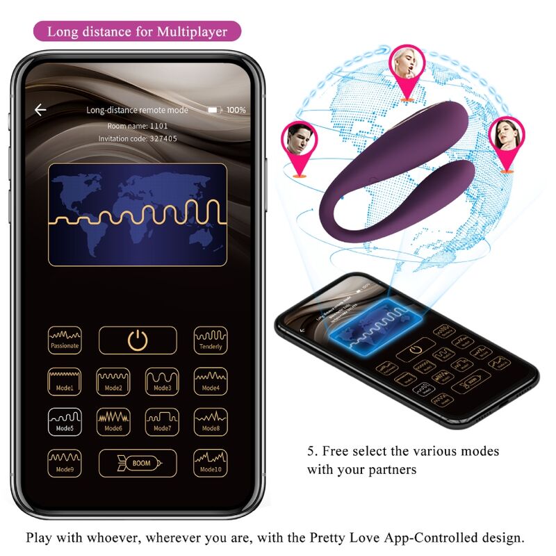 PRETTY LOVE - AUGUST DOUBLE PLEASURE VIBRATORE DI COPPIA CON APP LONG DISTANCE