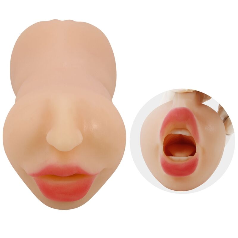 MASTURBATORE DOPPIA ENTRATA REALISTICO, IMPERMEABILE, SILICONE MORBIDO