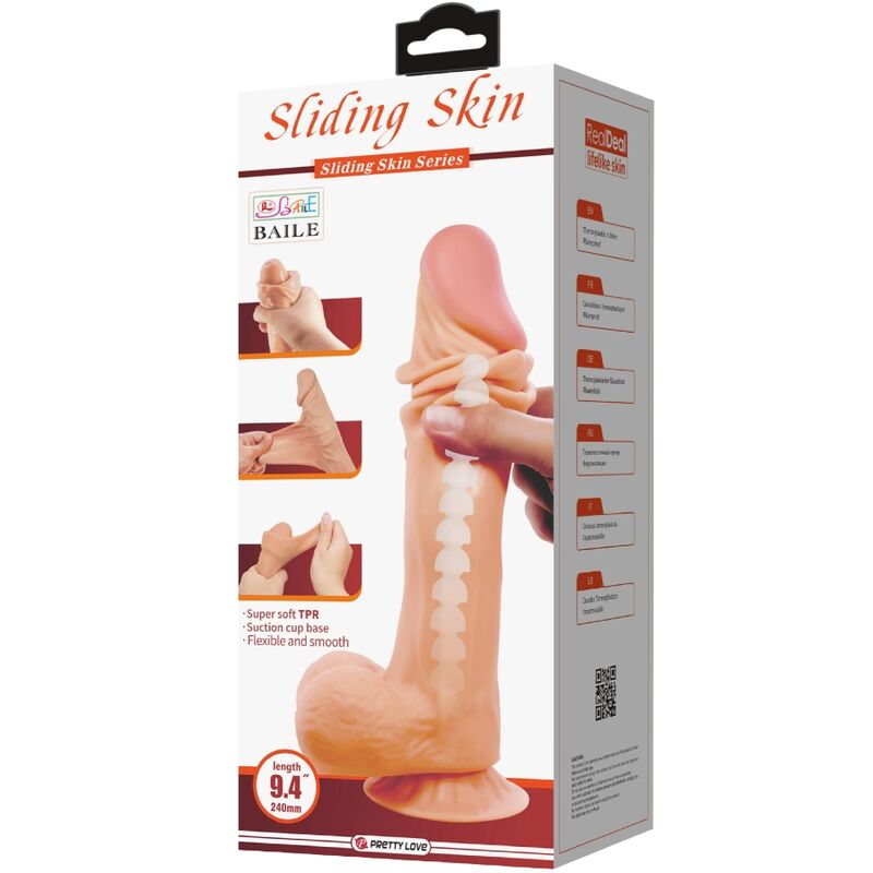PRETTY LOVE - DILDO REALISTICO SLIDING SKIN SERIES CON VENTOSA E PELLE SCORREVOLE NUDE 24 CM