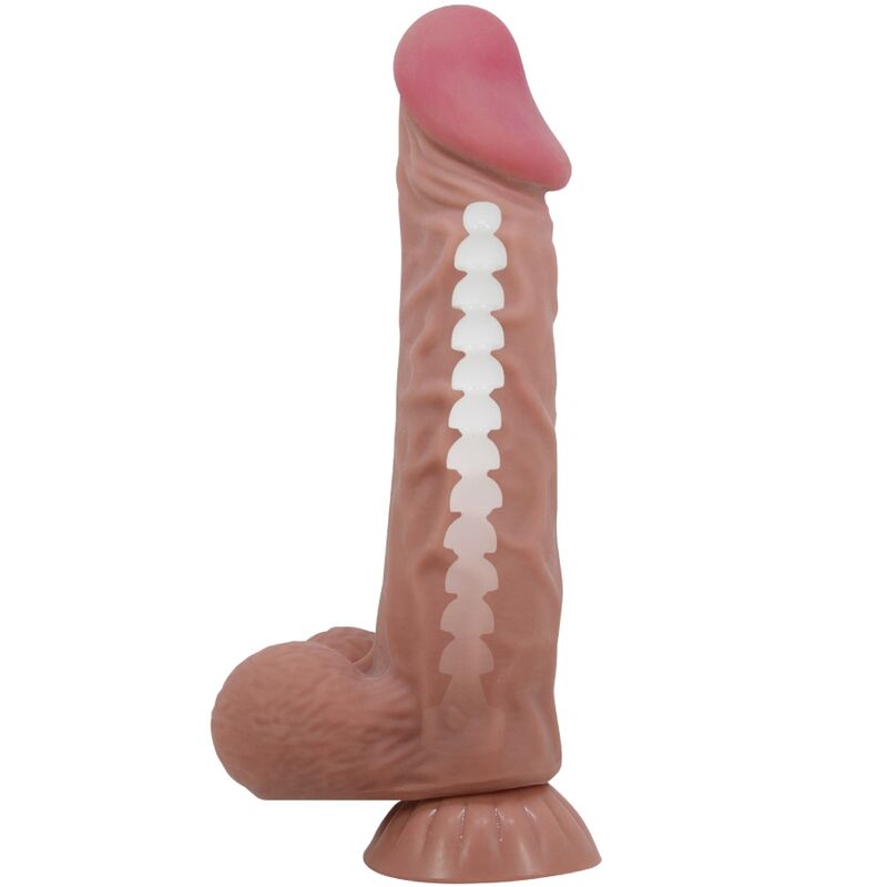 PRETTY LOVE - DILDO REALISTICO SLIDING SKIN SERIES CON VENTOSA E PELLE SCORREVOLE CARAMEL 24 CM
