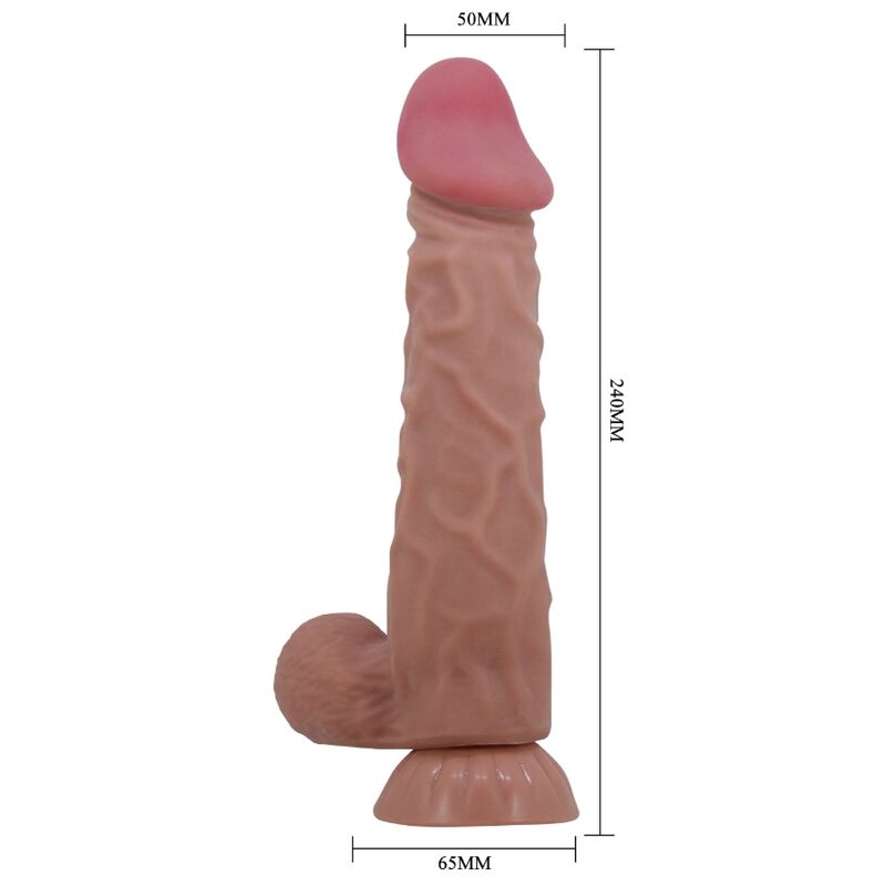 PRETTY LOVE - DILDO REALISTICO SLIDING SKIN SERIES CON VENTOSA E PELLE SCORREVOLE CARAMEL 24 CM