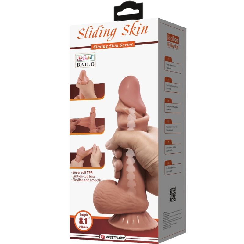 PRETTY LOVE - DILDO REALISTICO SLIDING SKIN SERIES CON VENTOSA E PELLE SCORREVOLE CARAMEL 19,4 CM
