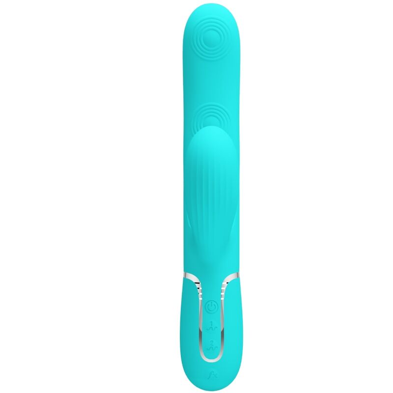 PRETTY LOVE - VIBRATORE PERLITA MULTIFUNZIONE 3 IN 1 PUNTO G VERDE ACQUA