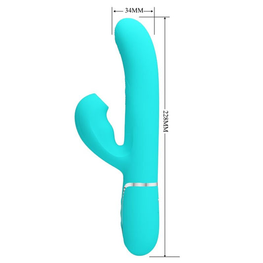 PRETTY LOVE - PERLITA VIBRATORE MULTIFUNZIONE 3 IN 1 PUNTO G VERDE ACQUA