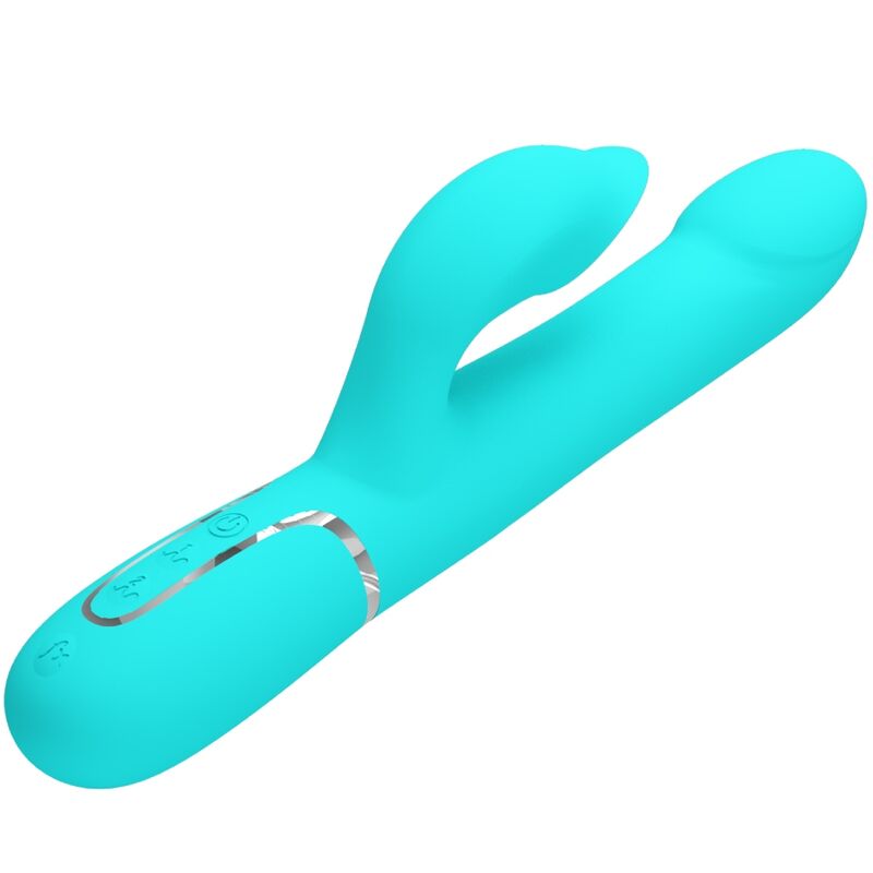 PRETTY LOVE - FALIN VIBRATORE RABBIT CON PERLINE  VIBRANTI VERDE ACQUA