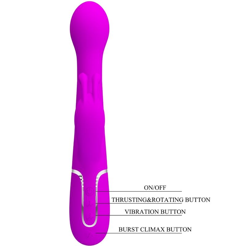 PRETTY LOVE - VIBRATORE DEJON CON RABBIT 3 IN 1 MULTIFUNZIONE CON SPINTA E ROTAZIONE FUCSIA