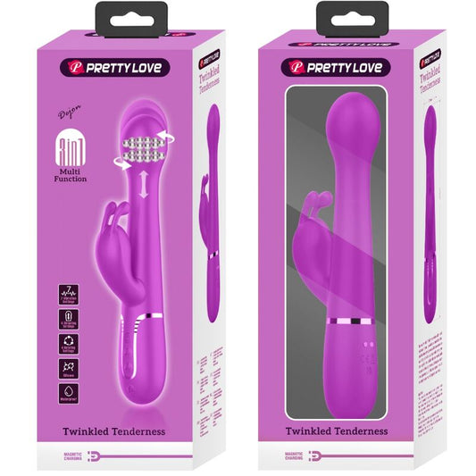 PRETTY LOVE - DEJON VIBRATORE RABBIT 3 IN 1 MULTIFUNZIONE CON SPINTA E ROTAZIONE FUCSIA
