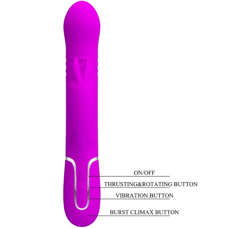 PRETTY LOVE - VIBRATORE COALE CON RABBIT E SFERE ROTANTI 4 IN 1 FUCSIA