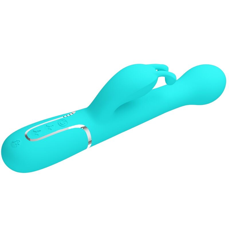 PRETTY LOVE - VIBRATORE DEJON CON RABBIT 3 IN 1 MULTIFUNZIONE CON SPINTA E ROTAZIONE VERDE ACQUA