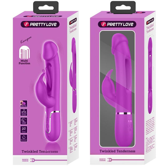 PRETTY LOVE - KAMPAS VIBRATORE MULTIFUNZIONE  3 IN 1 VIBRATORE CON LINGUA E RABBIT FUCSIA