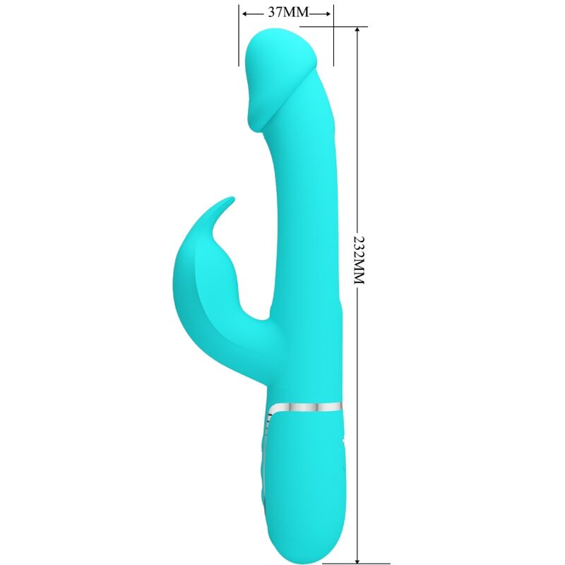 PRETTY LOVE - KAMPAS VIBRATORE MULTIFUNZIONE  3 IN 1 VIBRATORE CON LINGUA E RABBIT VERDE ACQUA