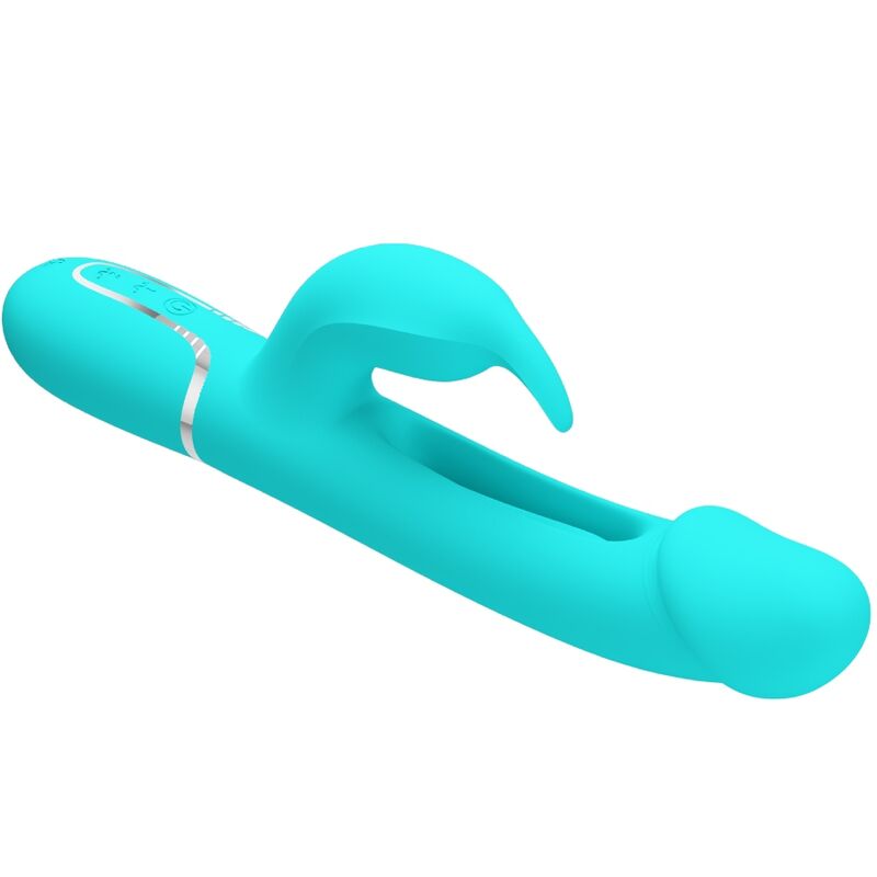 PRETTY LOVE - VIBRATORE KAMPAS MULTIFUNZIONE 3 IN 1 VIBRATORE CON LINGUA E RABBIT VERDE ACQUA