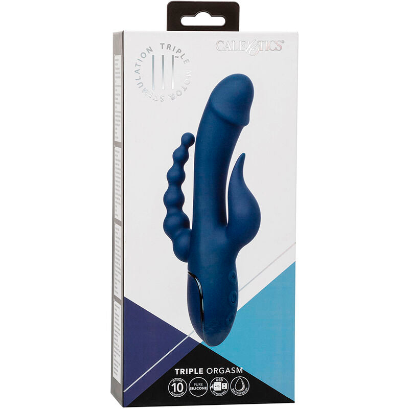 VIBRATORE TRIPLA AZIONE CON STIMOLATORE CLITORIDEO E ANALE, RICARICABILE USB, 10 FUNZIONI DI VIBRAZIONE