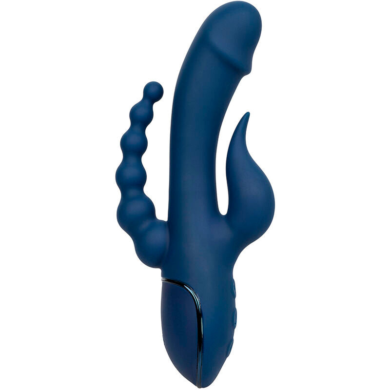 VIBRATORE TRIPLA AZIONE CON STIMOLATORE CLITORIDEO E ANALE, RICARICABILE USB, 10 FUNZIONI DI VIBRAZIONE