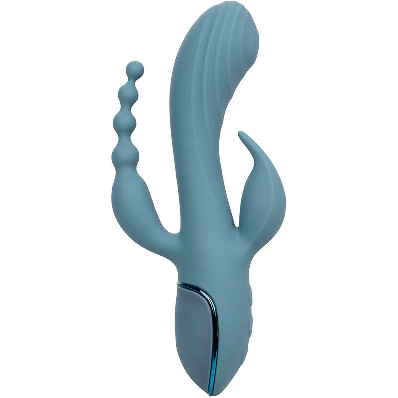 VIBRATORE TRIPLA AZIONE CON STIMOLATORE CLITORIDEO E ANALE, RICARICABILE USB, 10 FUNZIONI DI VIBRAZIONE