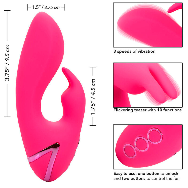 VIBRATORE DOPPIO STIMOLATORE CLITORIDEO, RICARICABILE USB, 10 FUNZIONI DI VIBRAZIONE