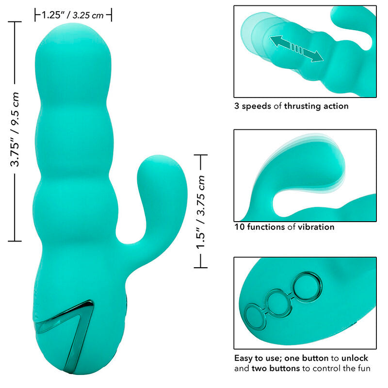 VIBRATORE RICARICABILE CON DOPPIO STIMOLATORE, 10 FUNZIONI DI VIBRAZIONE, SILICONE BODY-SAFE