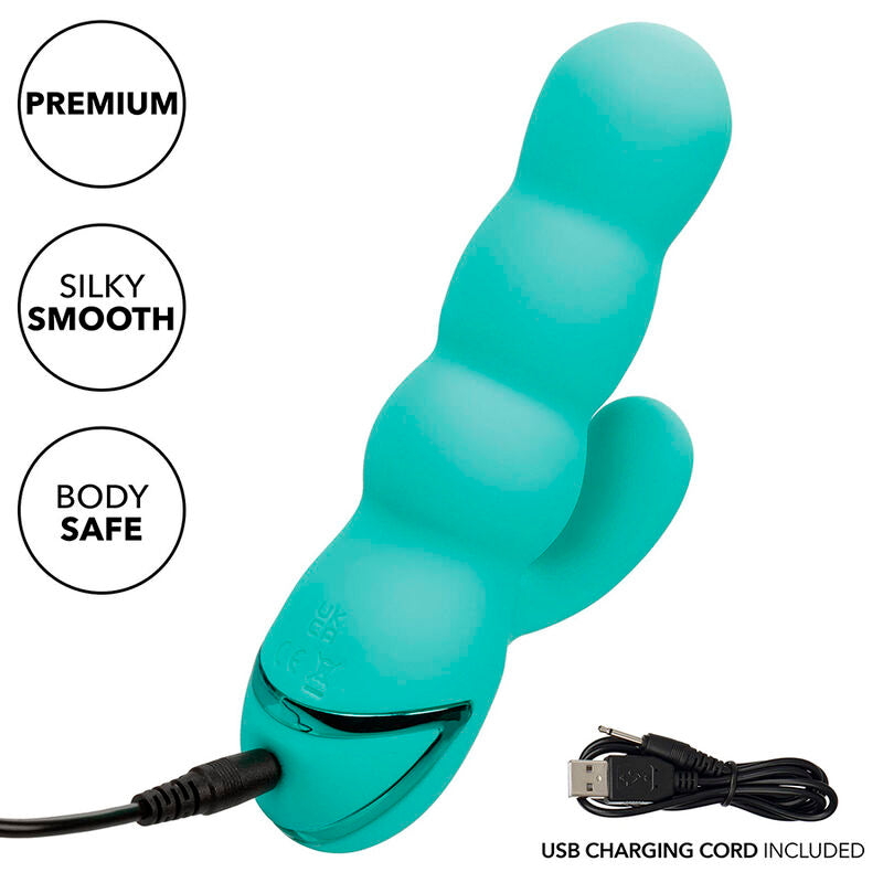 VIBRATORE RICARICABILE CON DOPPIO STIMOLATORE, 10 FUNZIONI DI VIBRAZIONE, SILICONE BODY-SAFE