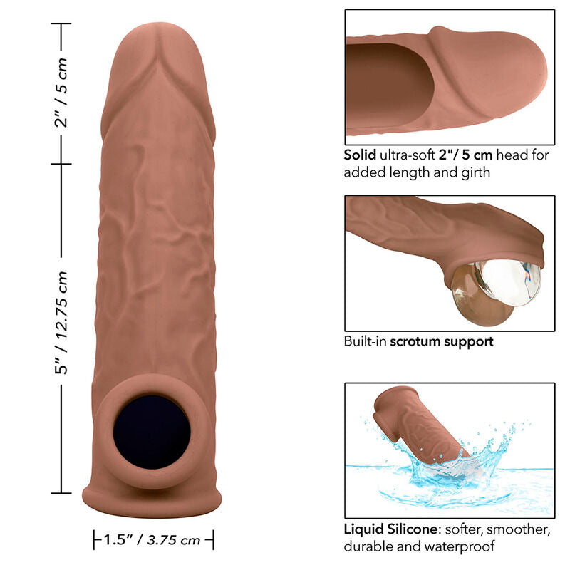 CALEXOTICS - PERFORMANCE MAXX LIFE-LIKE EXTENSION 7 CON CINGHIA TESTICOLI MARRONE