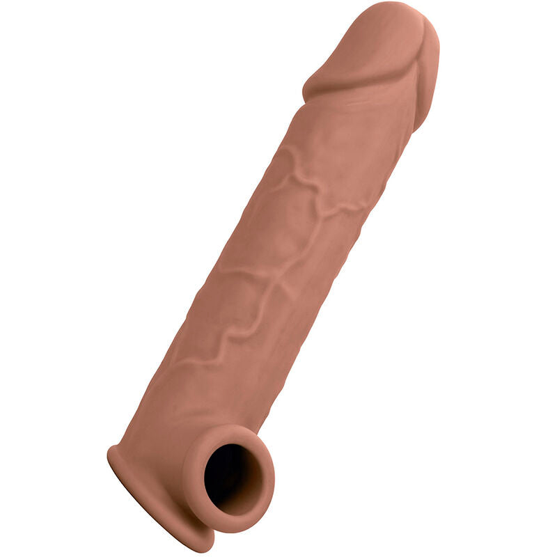 CALEXOTICS - PERFORMANCE MAXX LIFE-LIKE EXTENSION 8 CON CINGHIA TESTICOLI  MARRONE