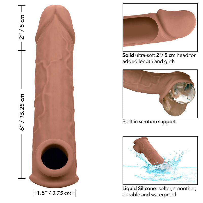 CALEXOTICS - PERFORMANCE MAXX LIFE-LIKE EXTENSION 8 CON CINGHIA TESTICOLI  MARRONE