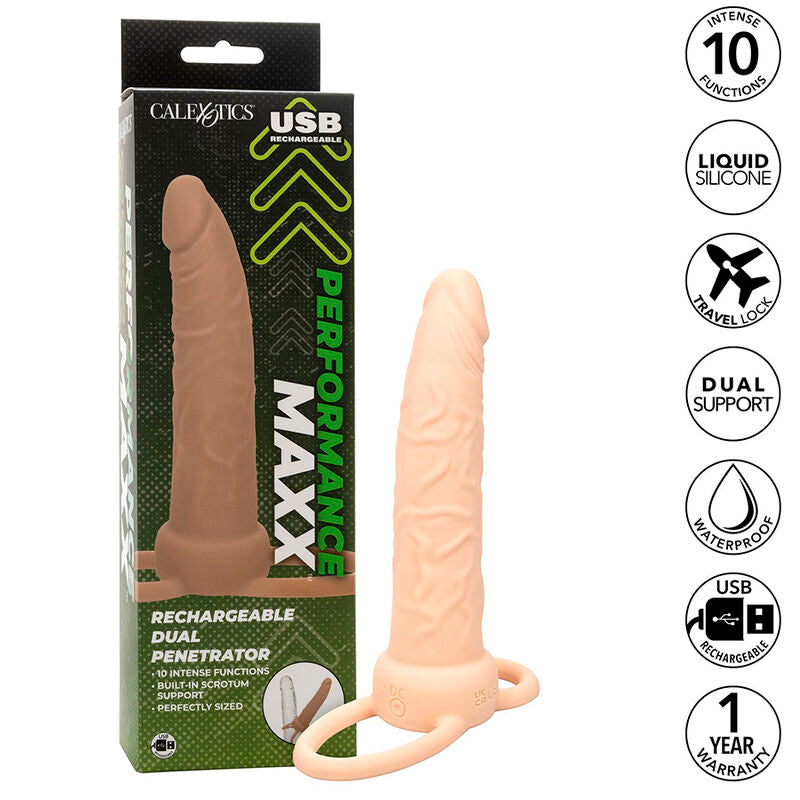 CALEXOTICS - PERFORMANCE MAXX ANELLO DOPPIO CON PROLUNGA VIBRANTE COLORE CHIARO