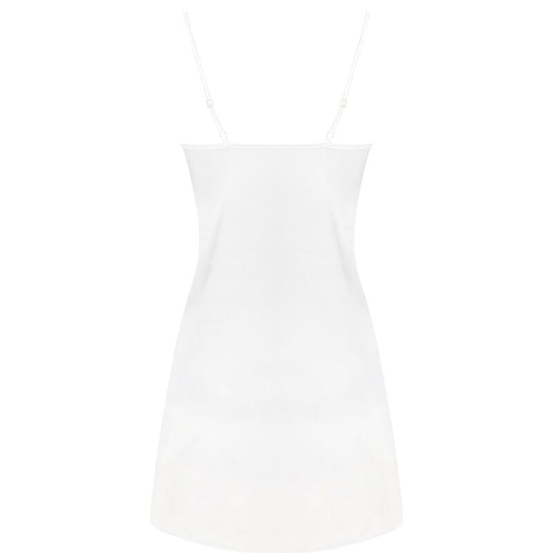 VESTAGLIA + CHEMISE + PANTY ECRÙ, RASO LUCIDO CON PIZZO, ELEGANZA SENSUALE
