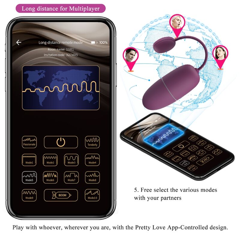 PRETTY LOVE - OVETTO NYMPH VIBRANTE CON APP LONG DISTANCE VIOLA