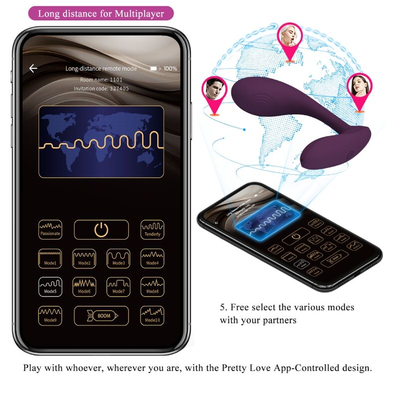 PRETTY LOVE - VIBRATORE BAIRD STIMOLATORE G-SPOT RICARICABILE CON APP LONG DISTANCE VIOLA
