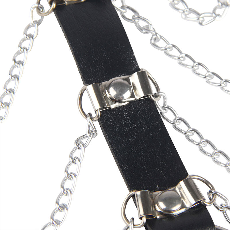 HARNESS IN PELLE CON CATENE, DESIGN SOFISTICATO, TAGLIA UNICA