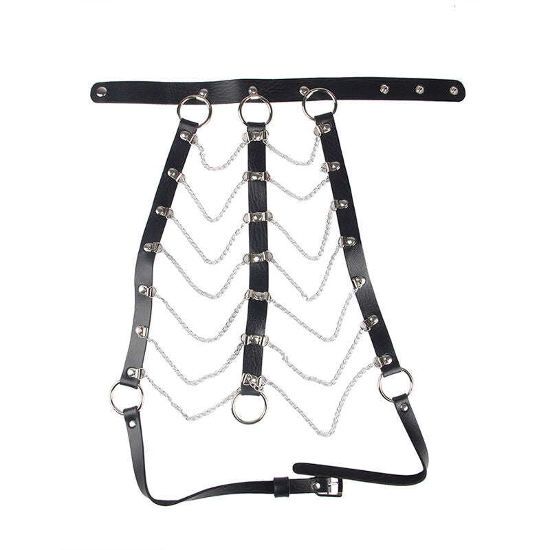 HARNESS IN PELLE CON CATENE, DESIGN SOFISTICATO, TAGLIA UNICA