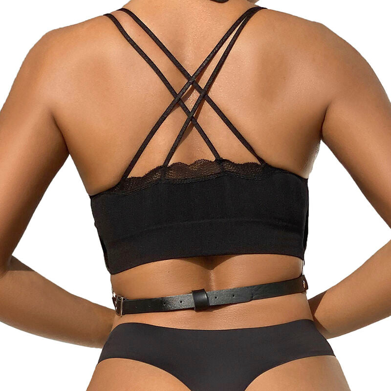 SUBBLIME - IMBRACATURA TORACICA IN PELLE CON CATENE NERA TAGLIA UNICA