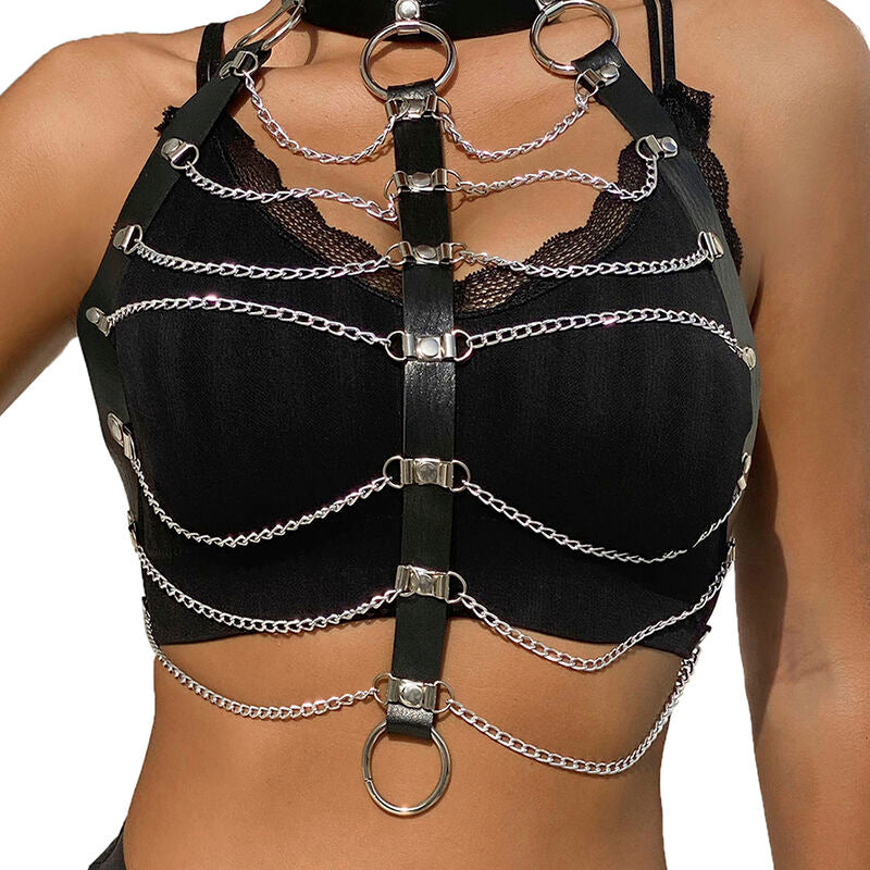 HARNESS IN PELLE CON CATENE, DESIGN SOFISTICATO, TAGLIA UNICA