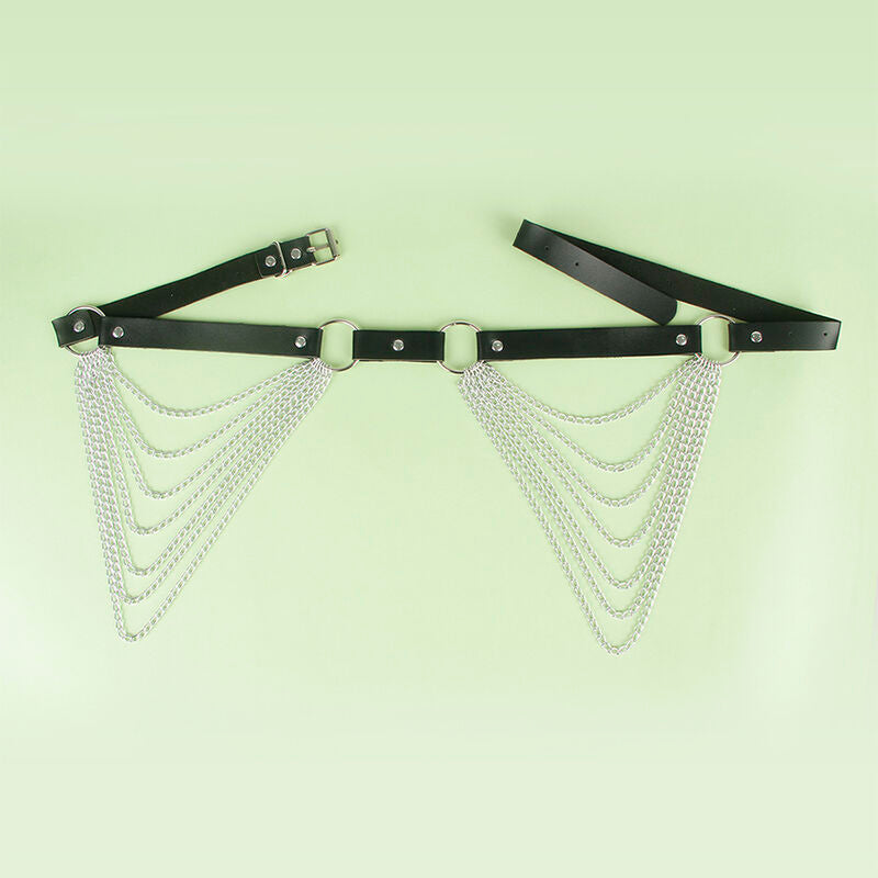 SUBBLIME - CINTURA A CATENA IN PELLE NERA T/U 944803