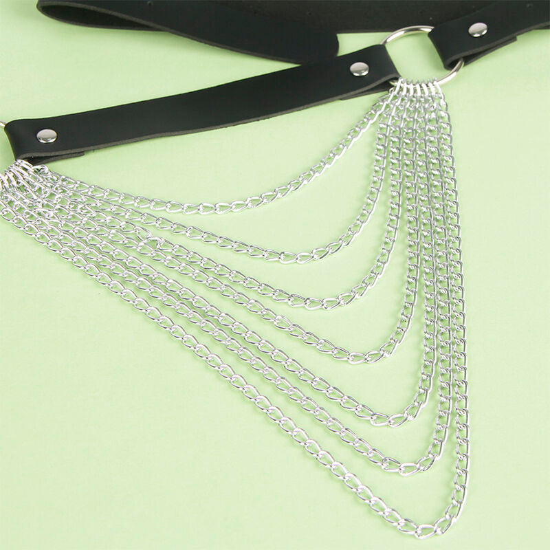 SUBBLIME - CINTURA A CATENA IN PELLE NERA T/U 944803