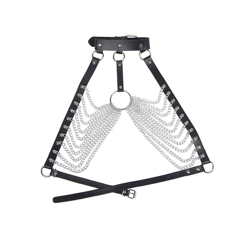 HARNESS TORACICO CON CATENE, NERO, TAGLIA UNICA