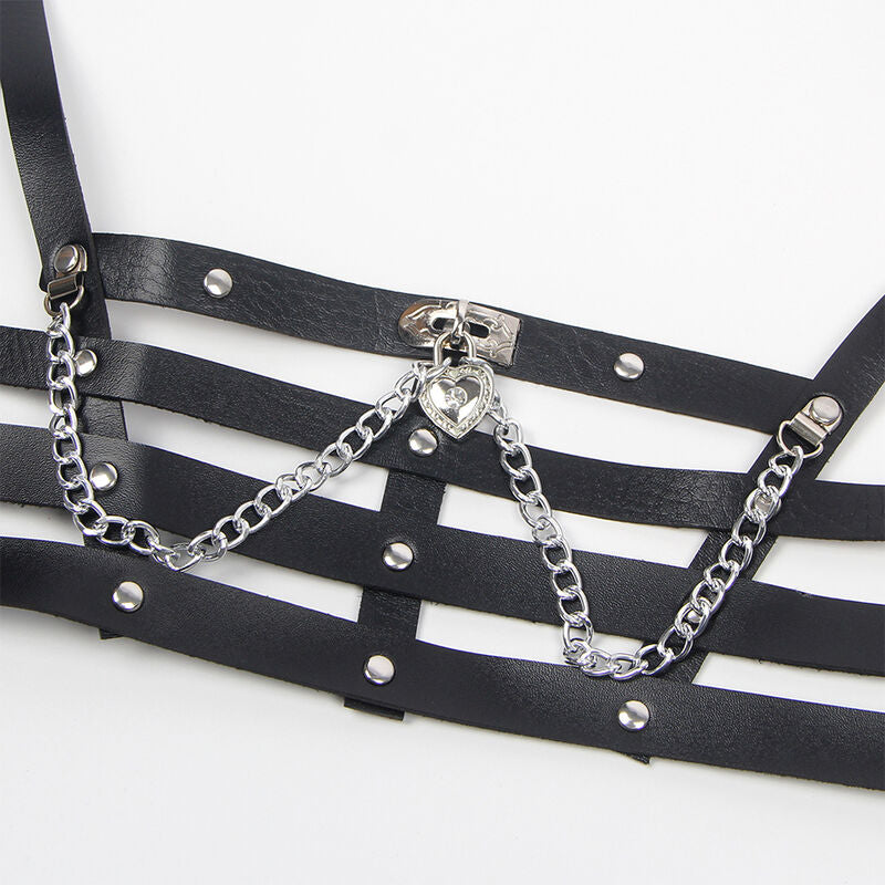 HARNESS CORSETTO CON CATENE, NERO, TAGLIA UNICA