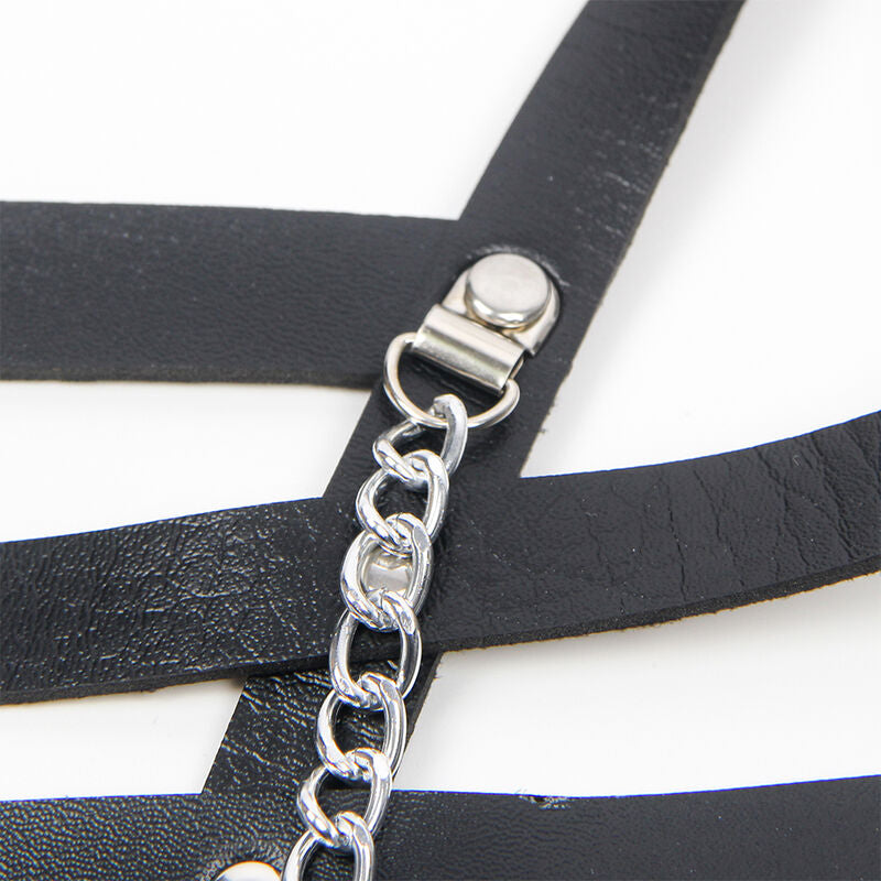 HARNESS CORSETTO CON CATENE, NERO, TAGLIA UNICA