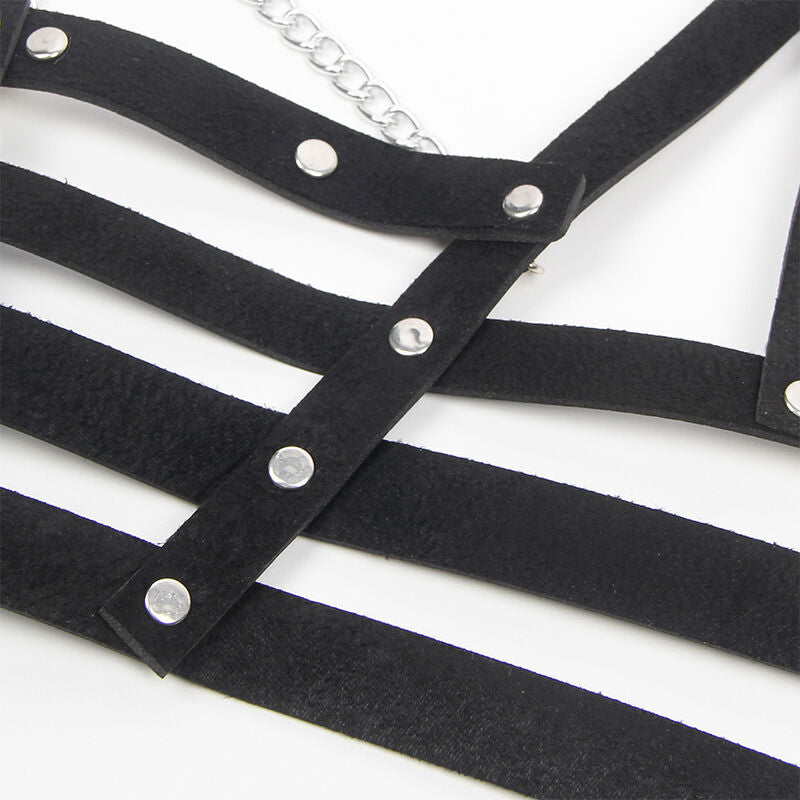 HARNESS CORSETTO CON CATENE, NERO, TAGLIA UNICA