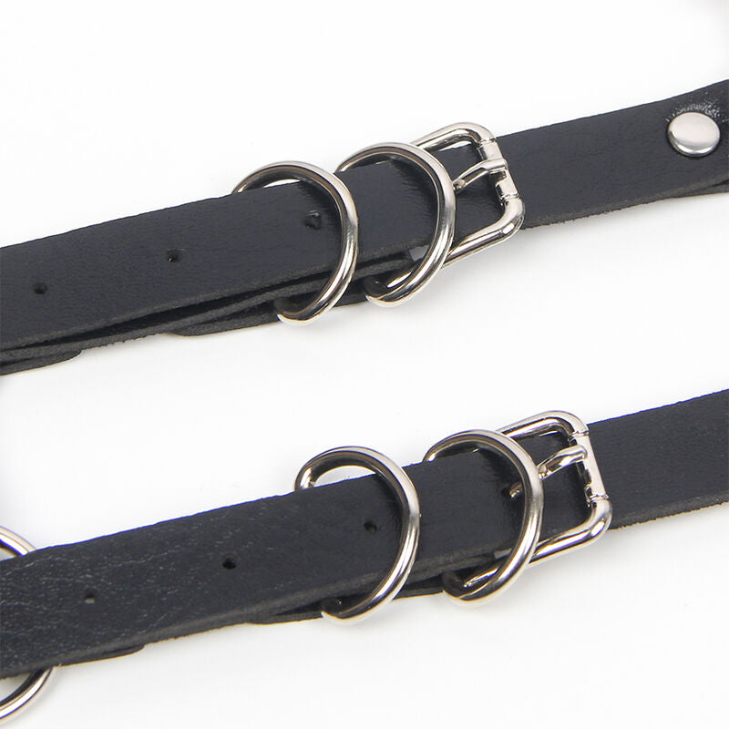 HARNESS CON CINGHIE E DETTAGLI CATENA, PELLE NERA, TAGLIA UNICA