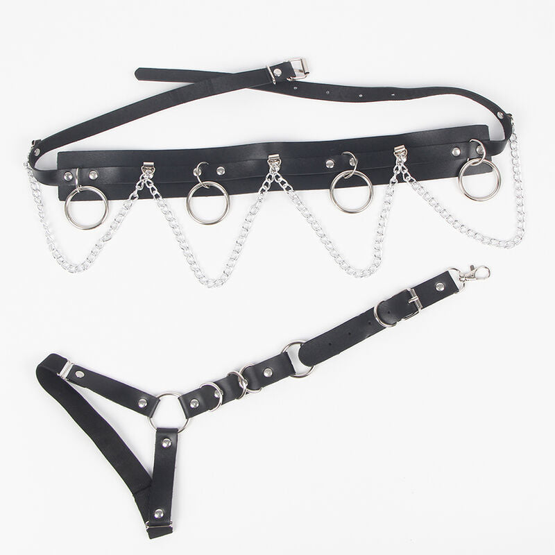 SUBBLIME - HARNESS CON CINGHIE E REGGICALZE CON ANELLI E CATENE T/U 944896