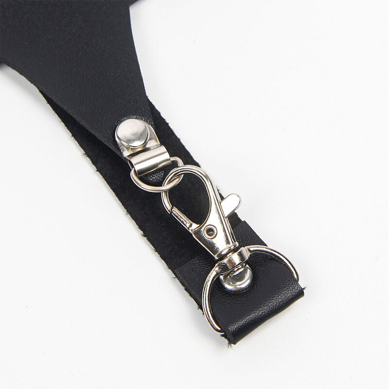 HARNESS FULL BODY CON CATENA A STELLA, PELLE NERA, TAGLIA UNICA