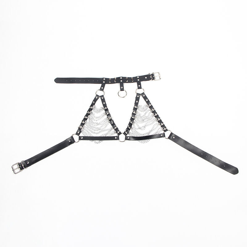 SET REGGISENO HARNESS E COLLANA, DESIGN A STELLA CON CATENE, ELEGANZA SEDUTTIVA