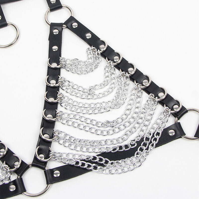 SET REGGISENO HARNESS E COLLANA, DESIGN A STELLA CON CATENE, ELEGANZA SEDUTTIVA