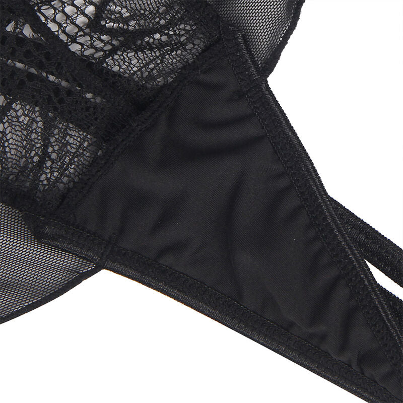 SUBBLIME - TEDDY CON COLLO ALTO E SCHIENA APERTA IN PIZZO NERO S/M