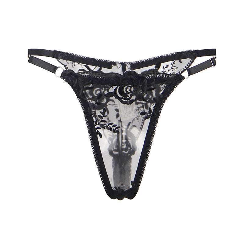 SET REGGISENO + PERIZOMA + REGGICALZE, PIZZO NERO, ELEGANZA SEDUTTIVA