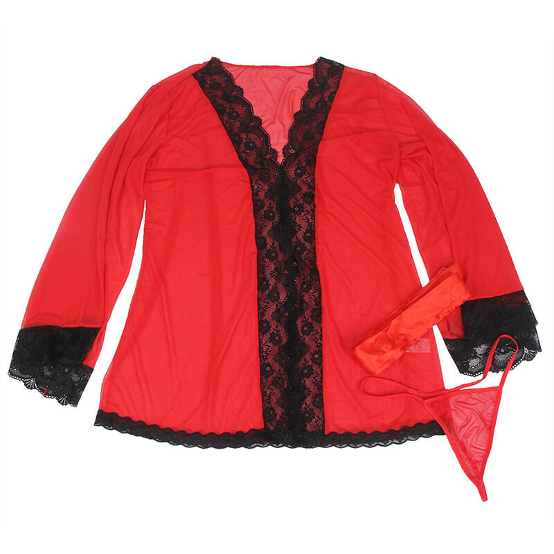 SUBBLIME - BABYDOLL IN TESSUTO TRASPARENTE CON DETTAGLIO IN PIZZO ROSSO S/M