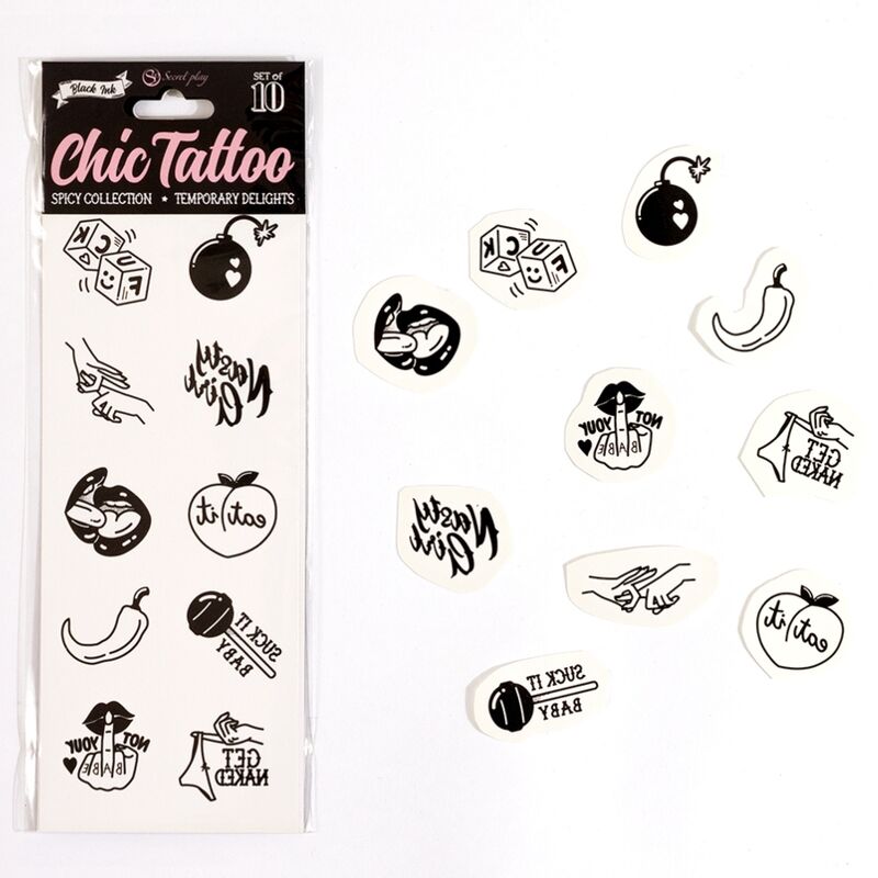 SECRETPLAY - SET DI 10 TATUAGGI REMOVIBILI SPICY COLLECTION