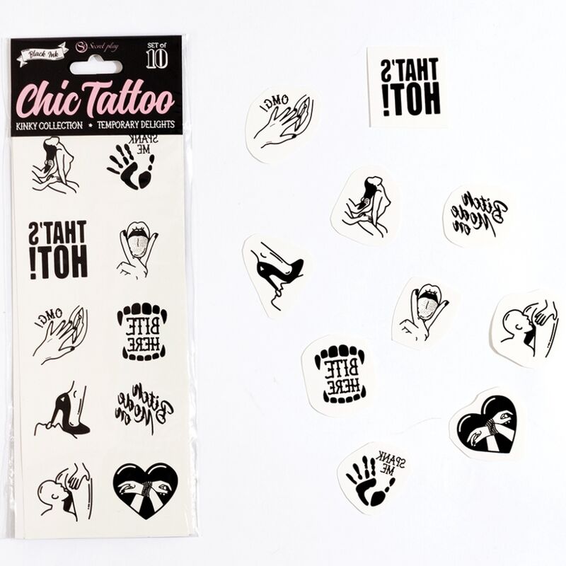 SECRETPLAY - SET DI 10 TATUAGGI REMOVIBILI KINKY COLLECTION